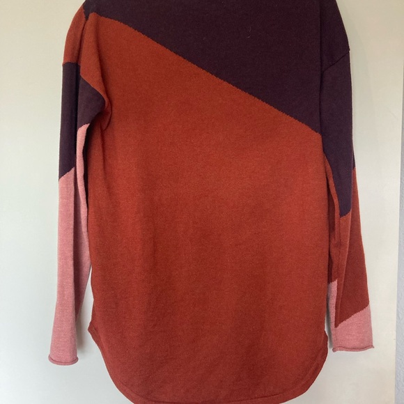 Smartwool Colorblock Sweater in Burgundy and Pink - Picture 2 of 5